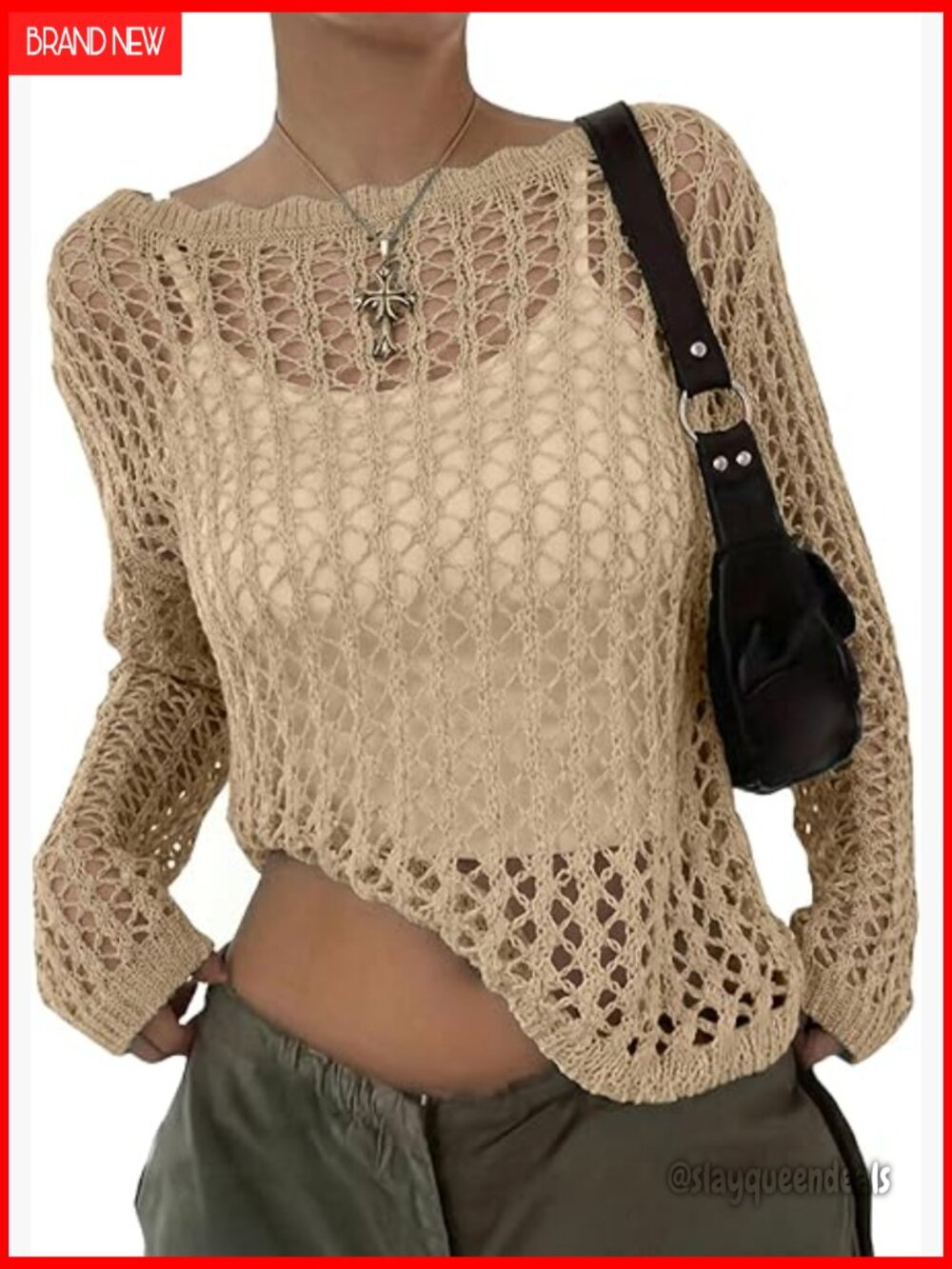 Off Shoulder Loose Knit Summer Sweater Coverup Acrylic Long Sleeve